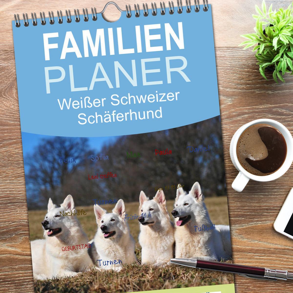 Bild: 9783457120040 | Familienplaner 2025 - Weißer Schweizer Schäferhund mit 5 Spalten...