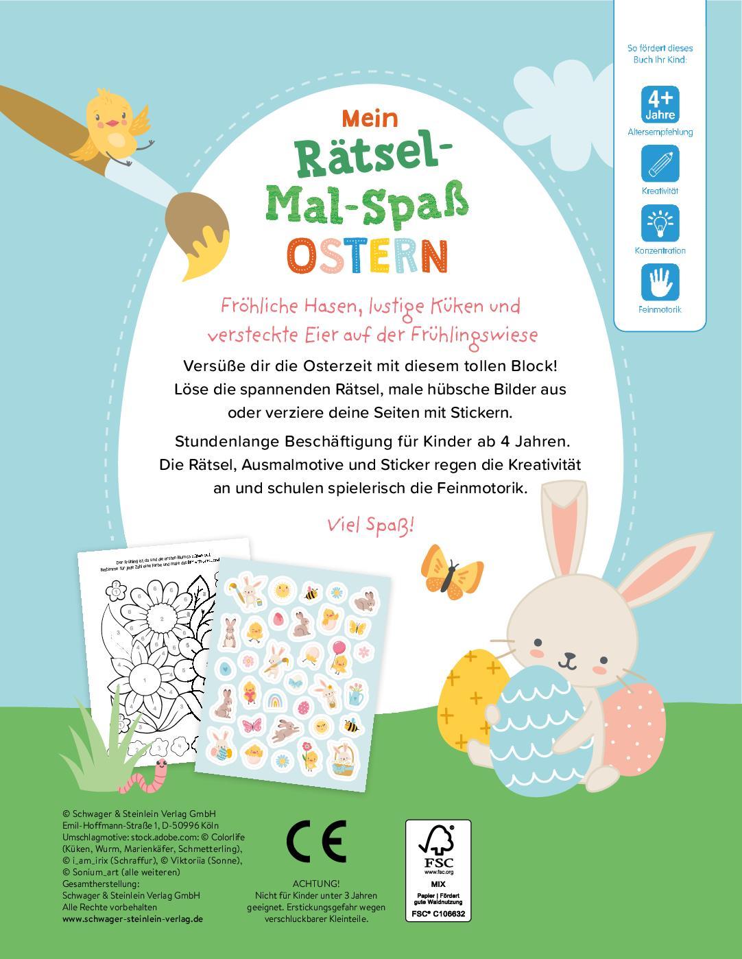 Rückseite: 9783849944360 | Mein Rätsel-Mal-Spaß Ostern Für Kinder ab 4 Jahren | Verlag | Buch