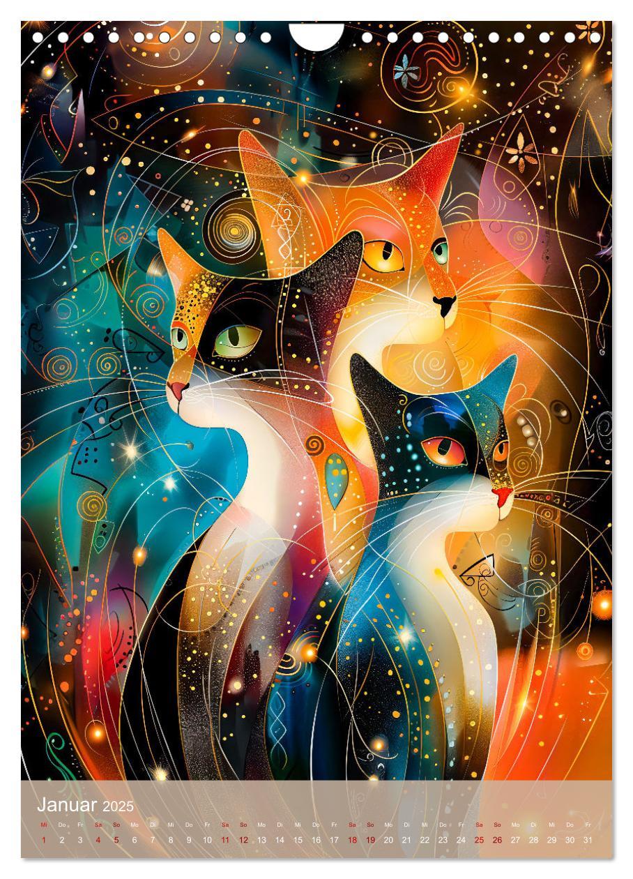 Bild: 9783457172100 | Astrale Katzen - Abstrakte Kunst für Katzenliebhaber (Wandkalender...