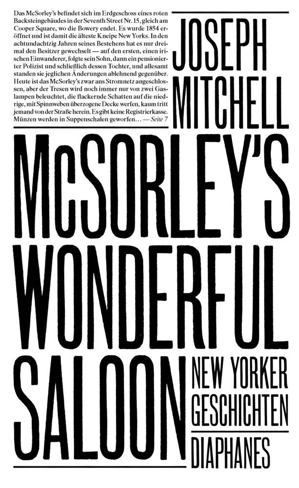 Cover: 9783035804096 | McSorley's Wonderful Saloon | New Yorker Geschichten | Joseph Mitchell