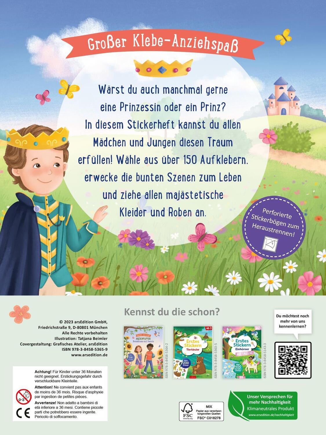 Rückseite: 9783845853659 | Erstes Stickern Anziehpuppen - Prinzessinnen und Prinzen | Taschenbuch