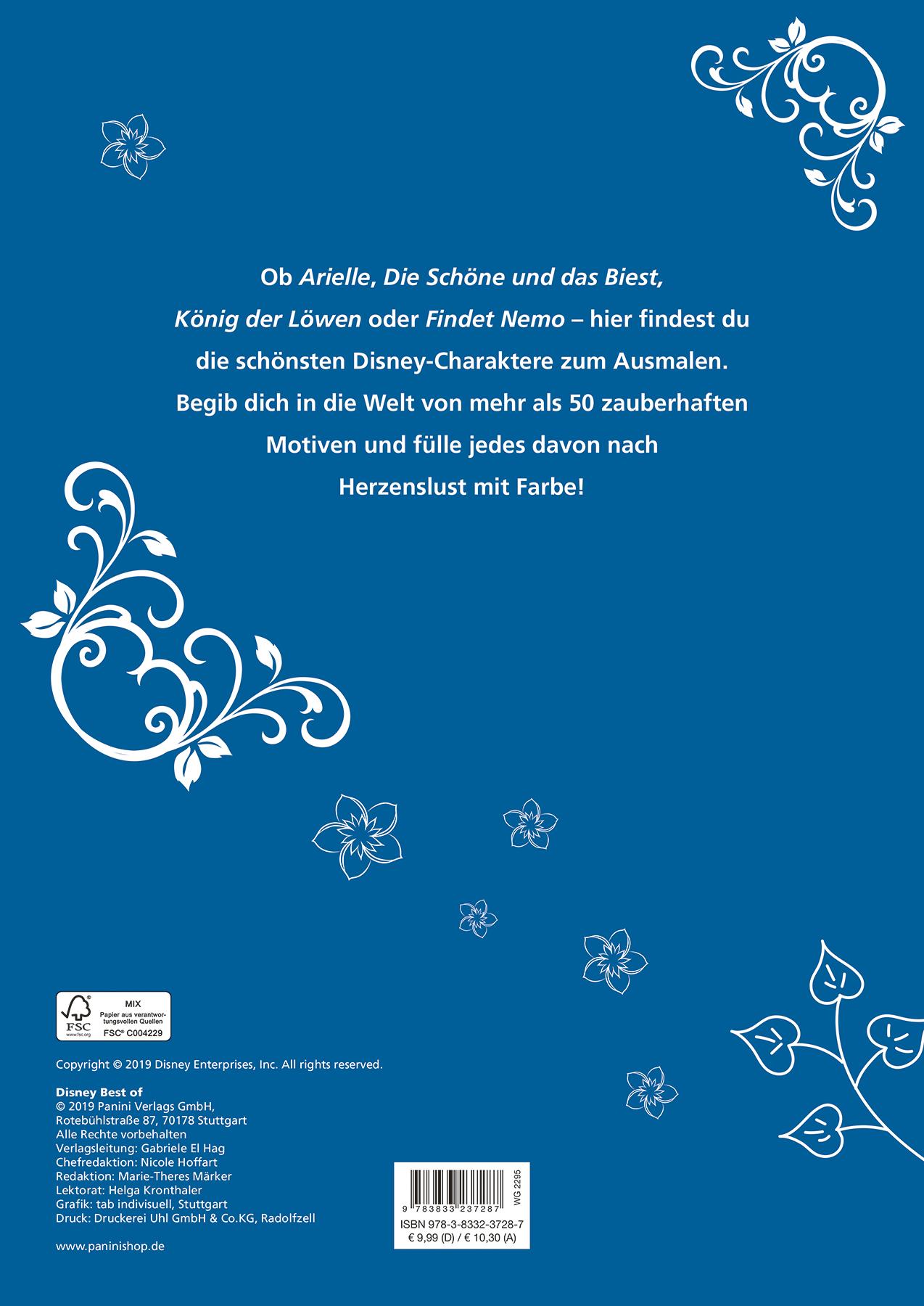 Rückseite: 9783833237287 | Disney Best of: Die schönsten Motive zum Ausmalen | Panini | Buch