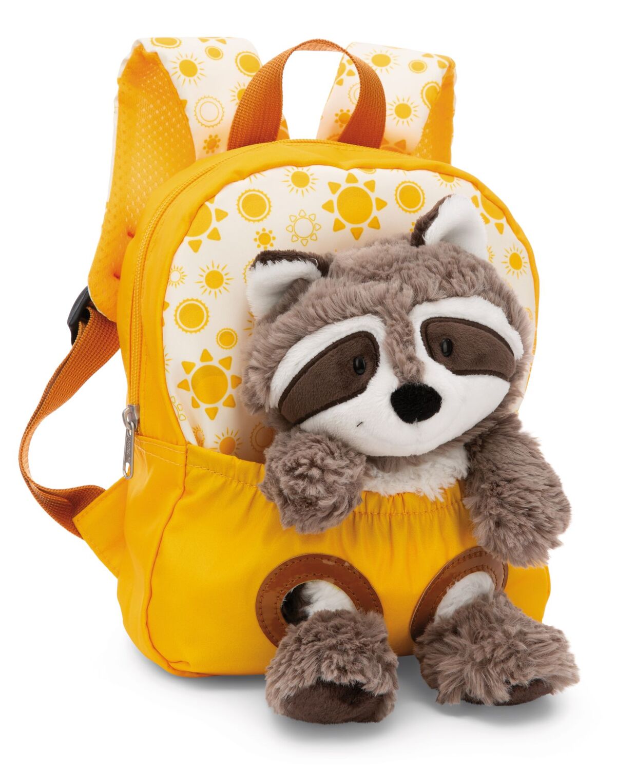 Cover: 4012390498462 | Nici 49846 Rucksack mit Plüschtier 21x26cm Waschbär 25cm gelb | 49846