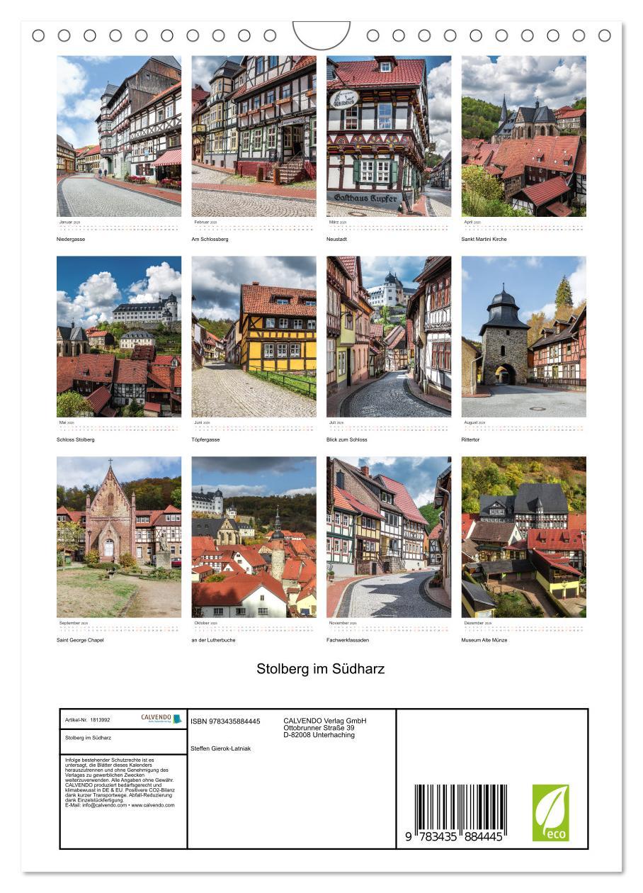 Bild: 9783435884445 | Stolberg im Südharz (Wandkalender 2025 DIN A4 hoch), CALVENDO...