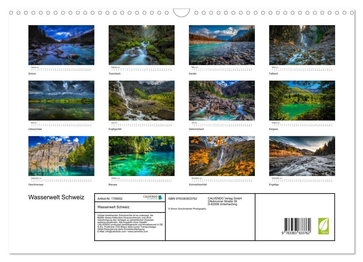 Bild: 9783383833762 | Wasserwelt Schweiz (Wandkalender 2025 DIN A3 quer), CALVENDO...