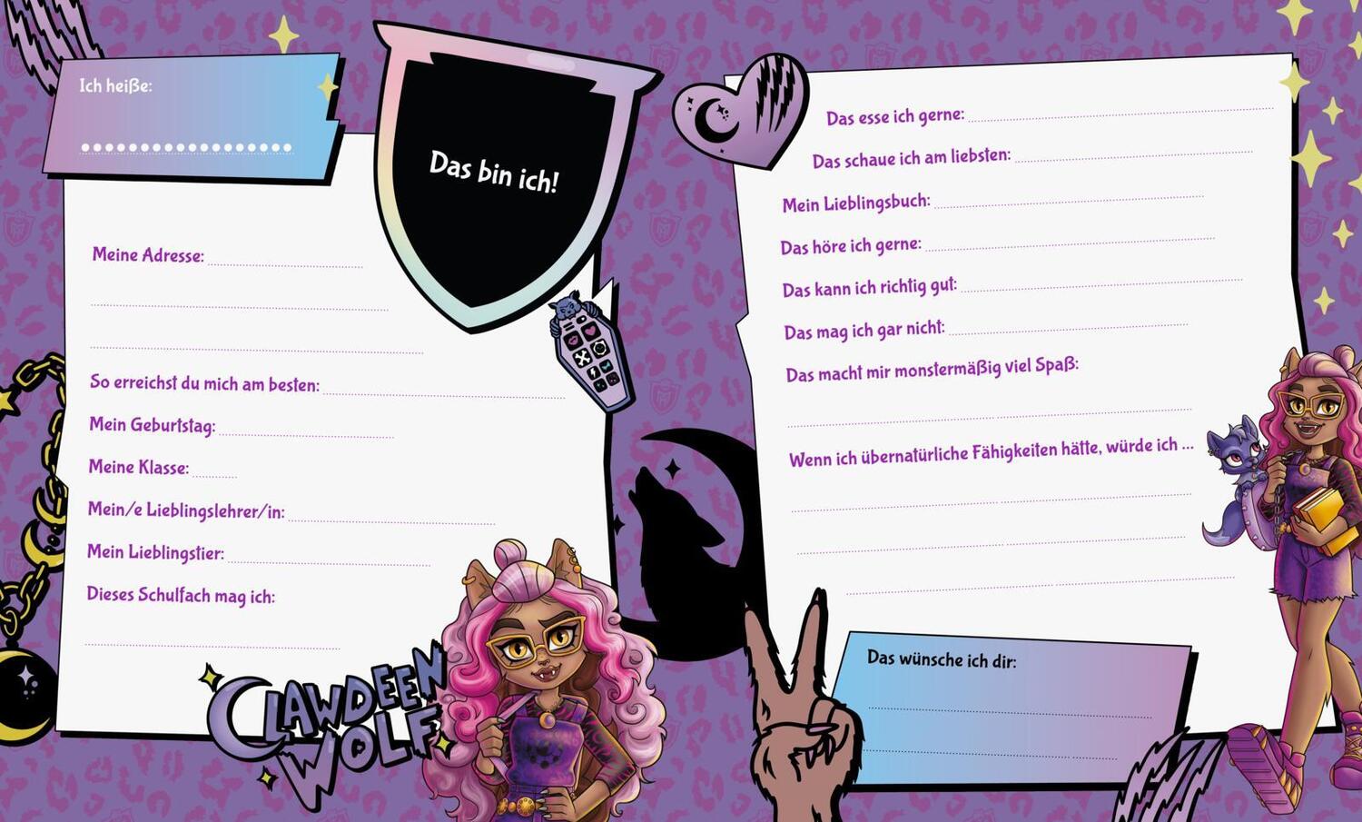 Bild: 9783845125299 | Monster High: Mein Freundebuch | Buch | Wattiertes Eintragbuch | 64 S.