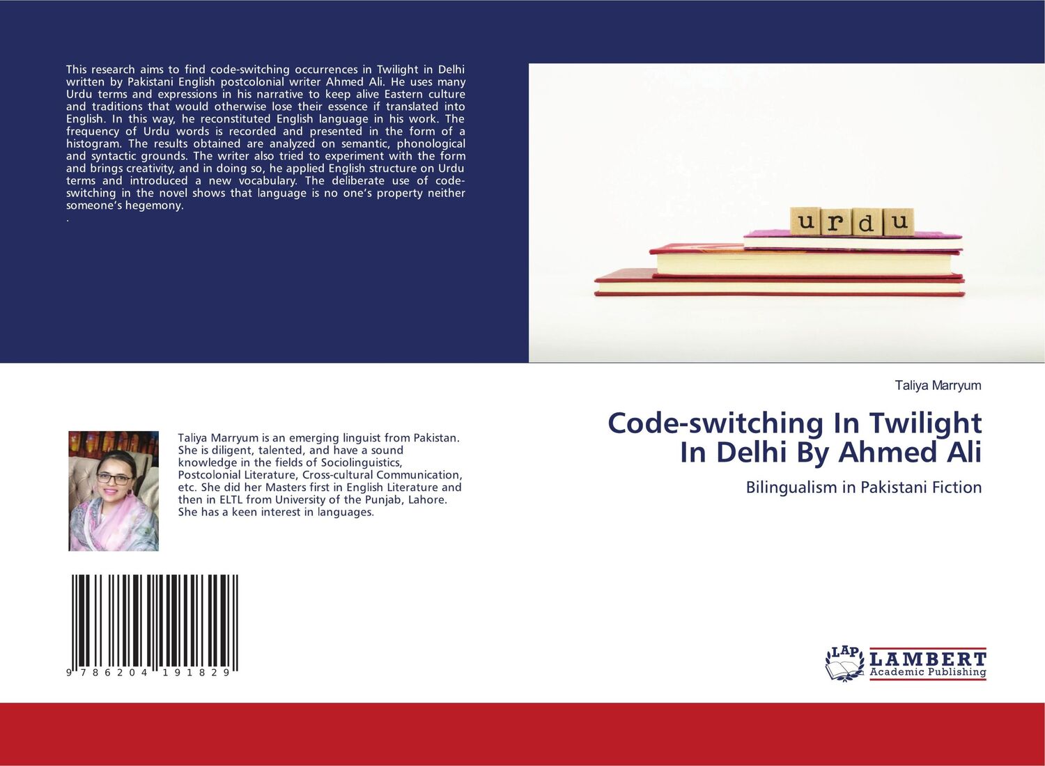 Cover: 9786204191829 | Code-switching In Twilight In Delhi By Ahmed Ali | Taliya Marryum