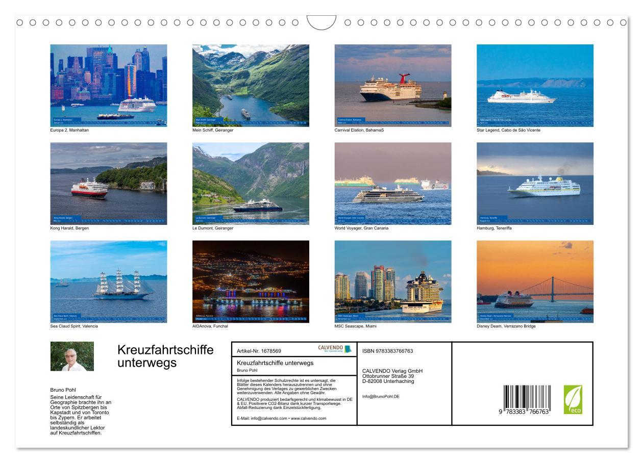 Bild: 9783383766763 | Kreuzfahrtschiffe unterwegs (Wandkalender 2025 DIN A3 quer),...