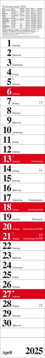 Bild: 9783731879534 | Streifenplaner Praktika Rot 2025 | Verlag Korsch | Kalender | 12 S.