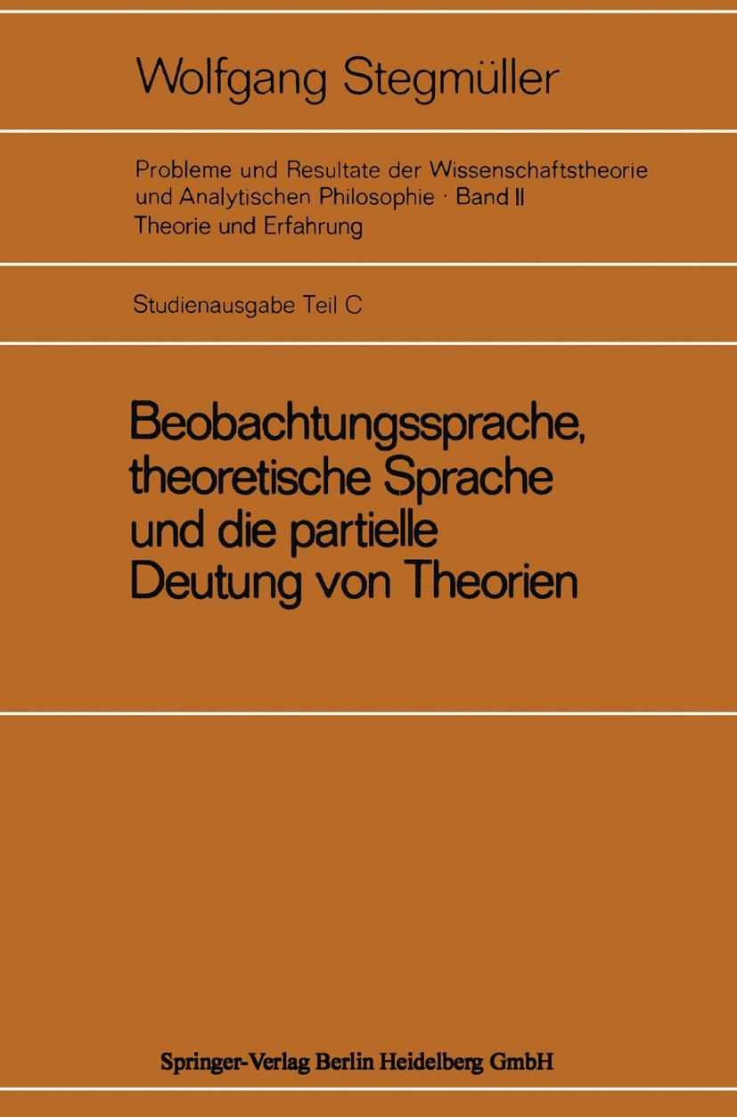 Cover: 9783540050216 | Beobachtungssprache, theoretische Sprache und die partielle Deutung...