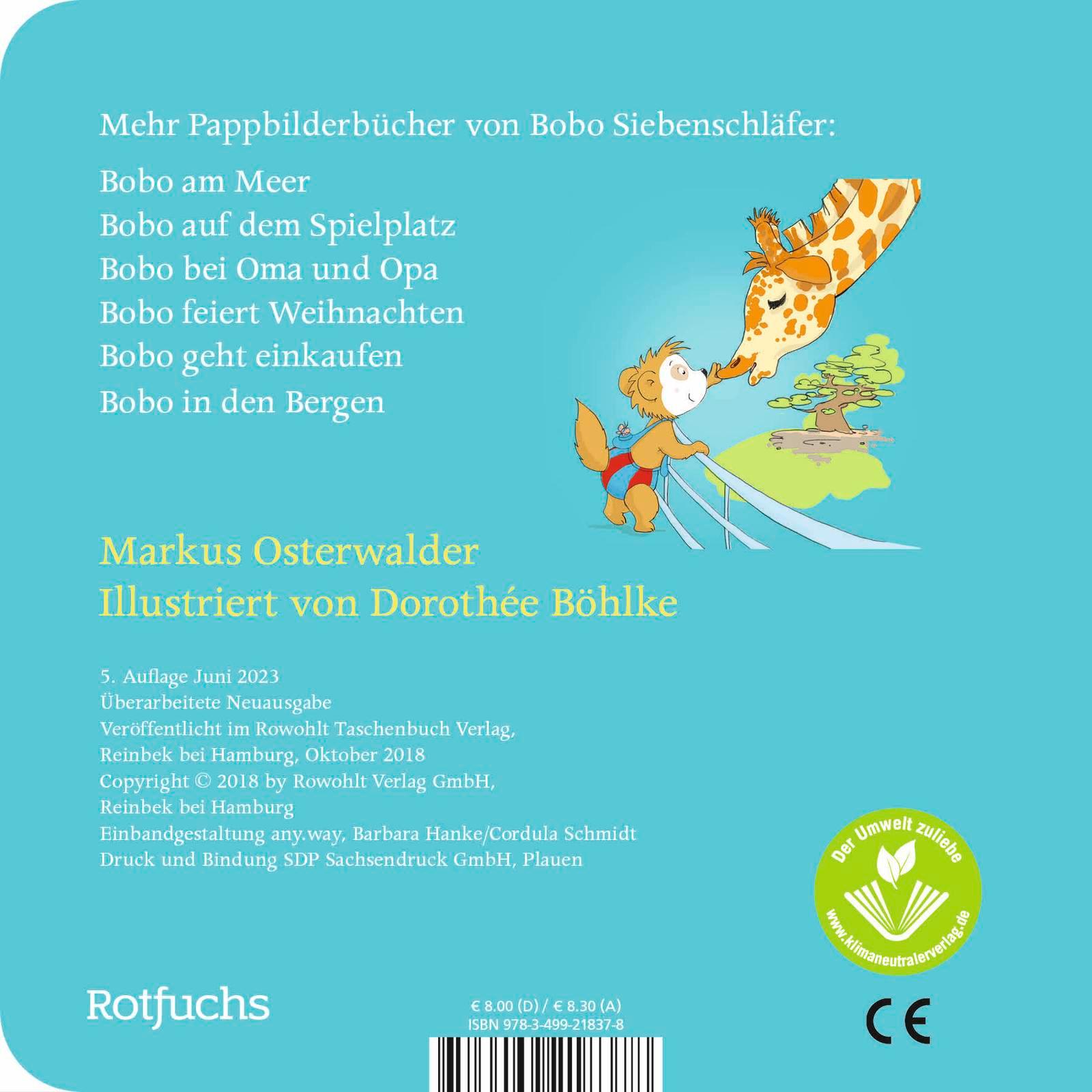 Rückseite: 9783757100483 | Bobo im Zoo | Pappbilderbücher ab 24 Monate | Markus Osterwalder