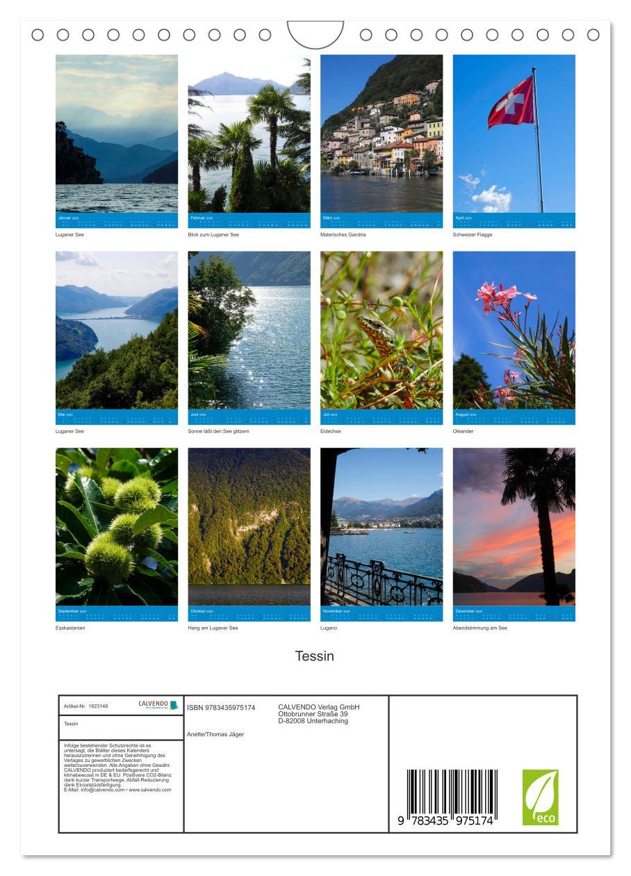 Bild: 9783435975174 | Tessin (Wandkalender 2025 DIN A4 hoch), CALVENDO Monatskalender | 2025