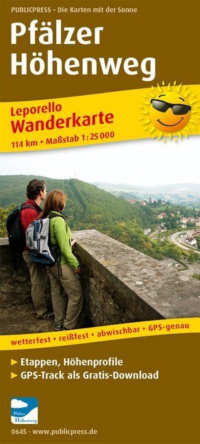 Cover: 9783899206456 | PublicPress Wanderkarte Pfälzer Höhenweg, 14 Teilkarten | (Land-)Karte