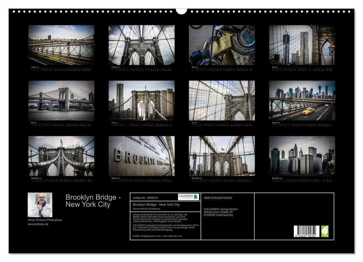 Bild: 9783435795352 | Brooklyn Bridge - New York City (Wandkalender 2025 DIN A2 quer),...