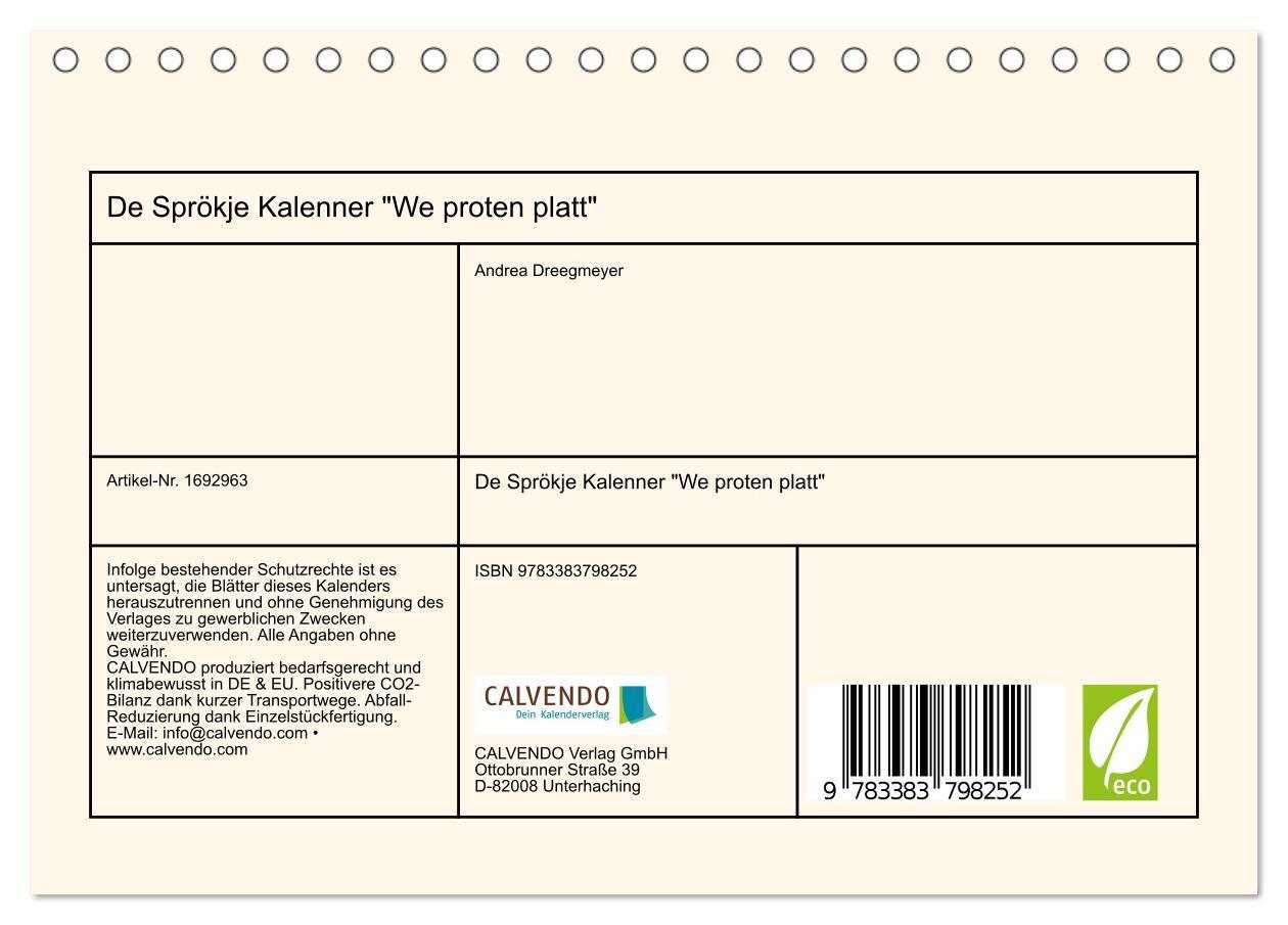 Bild: 9783383798252 | De Sprökje Kalenner "We proten platt" (Tischkalender 2025 DIN A5...