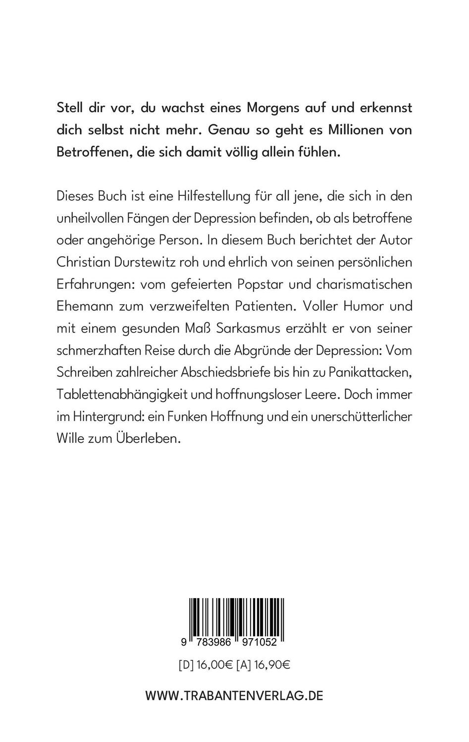 Rückseite: 9783986971052 | Generation Depressiv | Ein Überlebensleitfaden | Christian Durstewitz