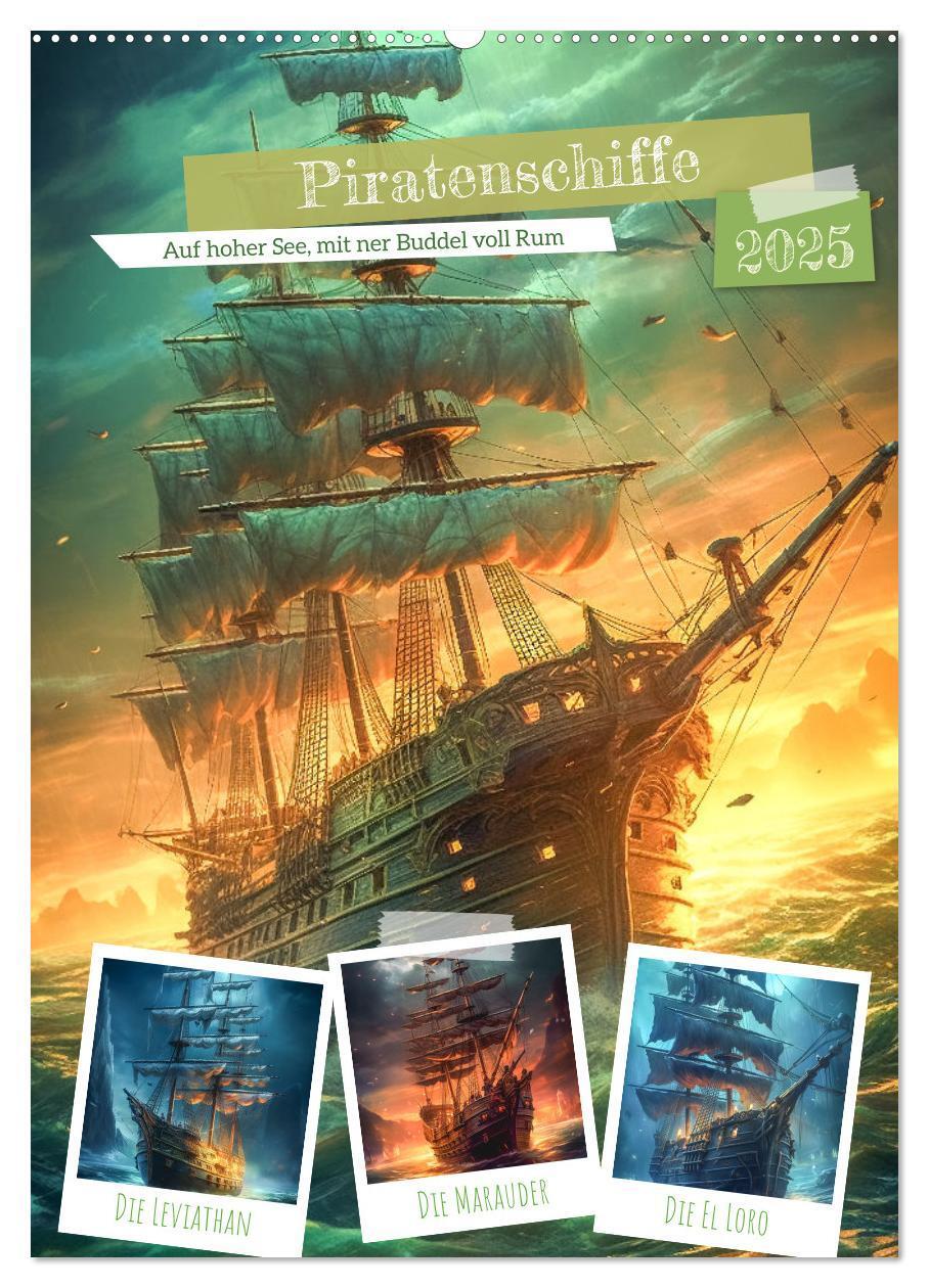 Cover: 9783435867653 | Piratenschiffe (Wandkalender 2025 DIN A2 hoch), CALVENDO...