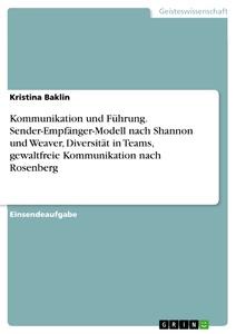 Cover: 9783346649515 | Kommunikation und Führung. Sender-Empfänger-Modell nach Shannon und...