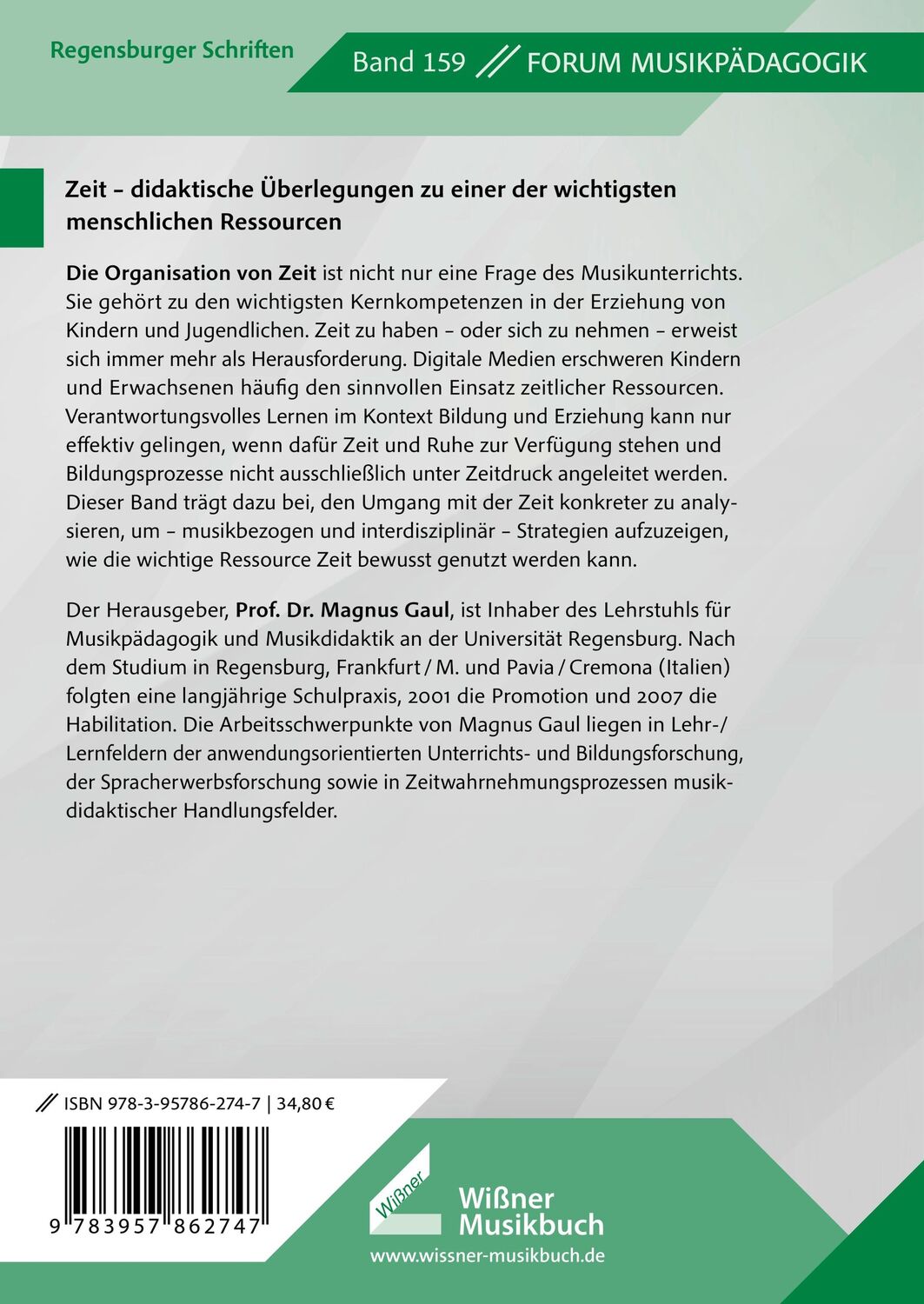 Rückseite: 9783957862747 | Musik und Zeitmanagement im digitalen Zeitalter | Magnus Gaul | Buch