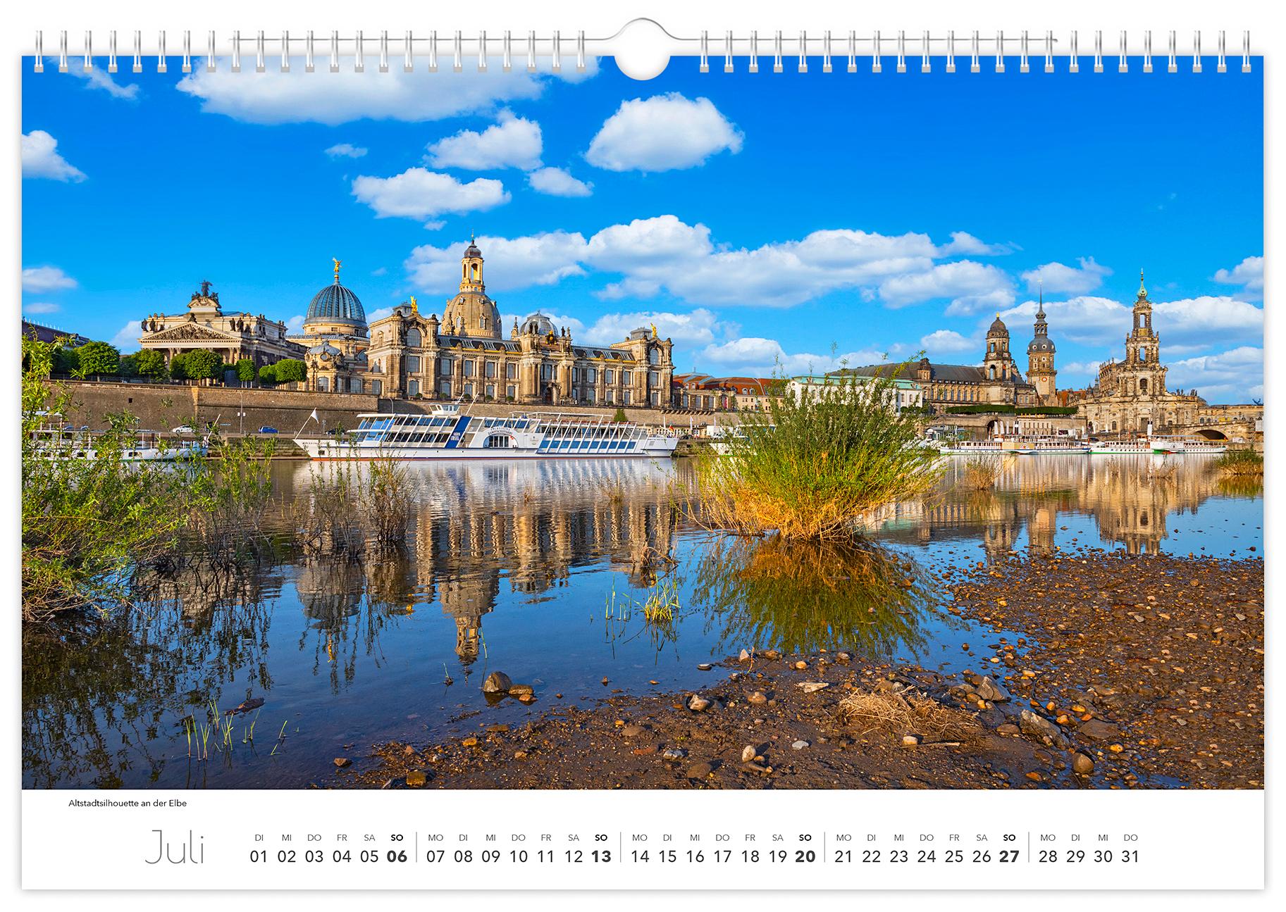 Bild: 9783910680487 | Kalender Dresden Elbflorenz 2025 | 45 x 30 cm weißes Kalendarium