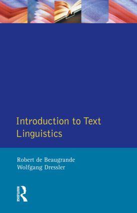 Cover: 9780582554856 | Introduction to Text Linguistics | Robert De Beaugrande (u. a.) | Buch