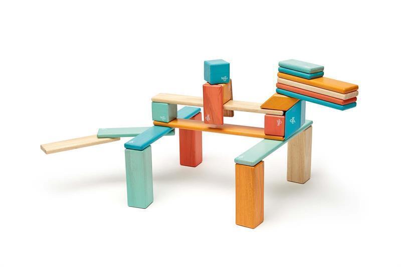 Bild: 853606003896 | 24 Magnetische Holzbausteine orange blau | Stück | 2021 | tegu