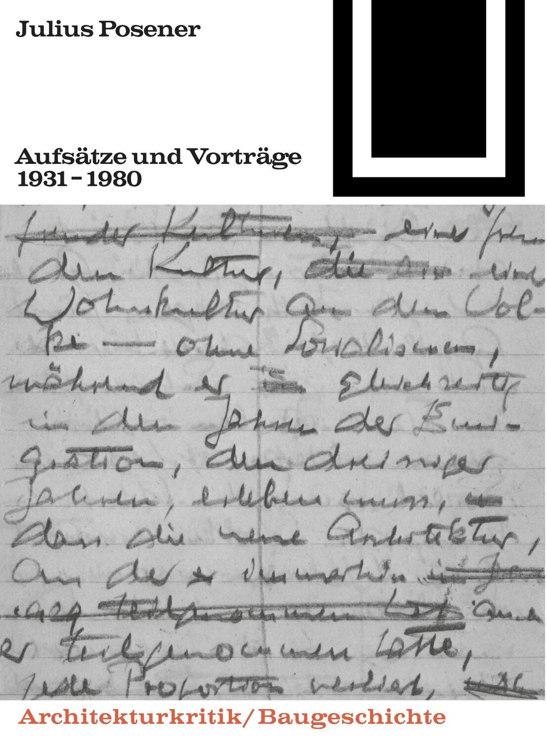 Cover: 9783035600568 | Aufsätze und Vorträge 1931-1980 | Julius Posener | Taschenbuch | 1981