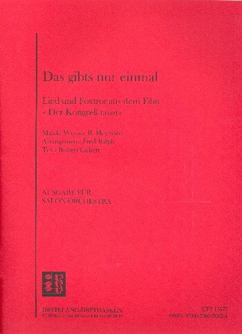 Cover: 9790206030024 | Das gibt's nur einmal | Werner Richard Heymann | Stimmensatz | UFT