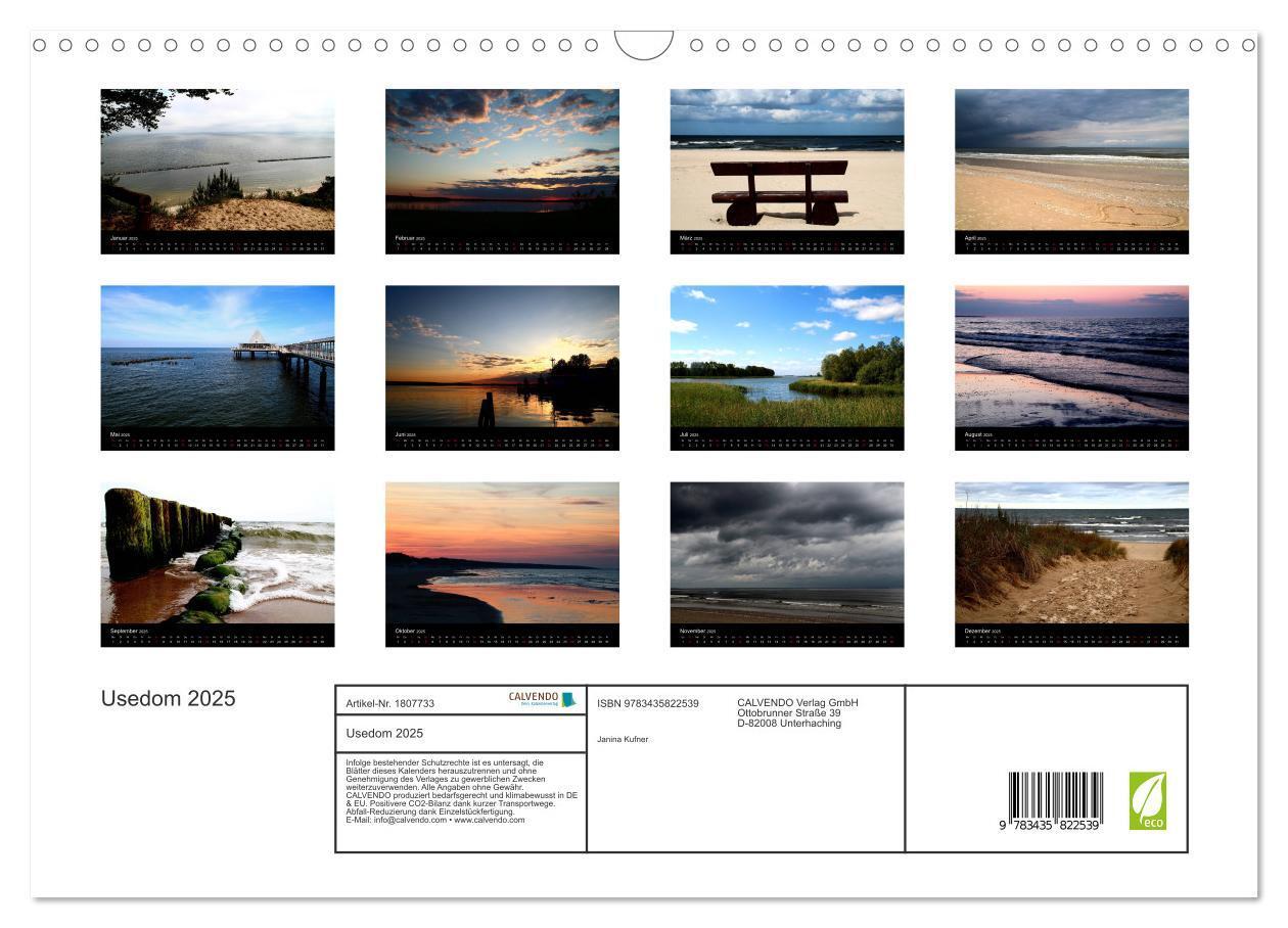 Bild: 9783435822539 | Usedom 2025 (Wandkalender 2025 DIN A3 quer), CALVENDO Monatskalender