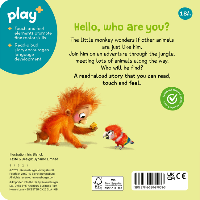 Bild: 9783380970033 | Ravensburger Play+ Are you a monkey like me?, Baby book 18+ months