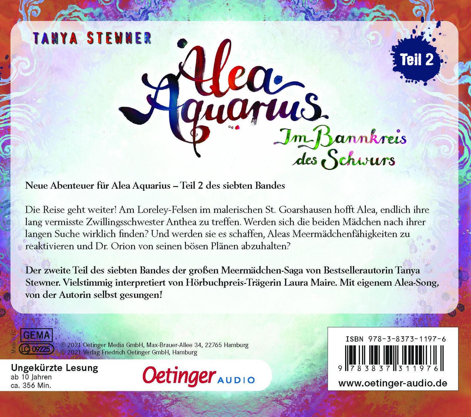 Rückseite: 9783837311976 | Alea Aquarius 7 Teil 2. Im Bannkreis des Schwurs | Tanya Stewner | CD