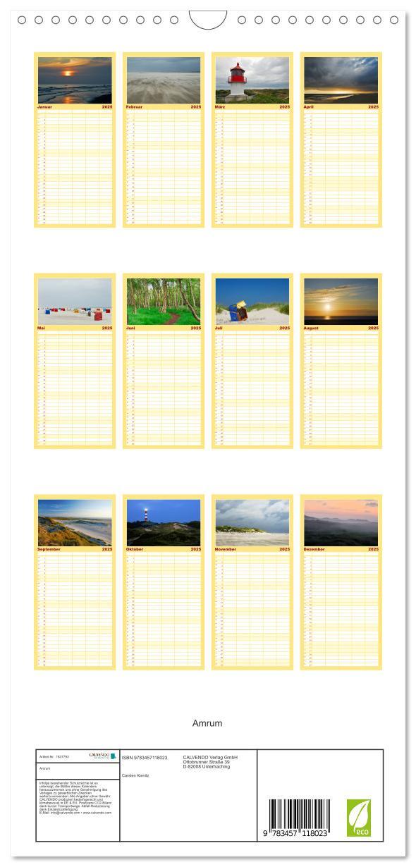 Bild: 9783457118023 | Familienplaner 2025 - Amrum mit 5 Spalten (Wandkalender, 21 x 45...