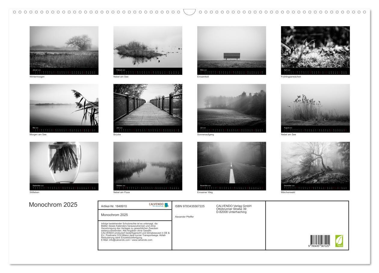 Bild: 9783435567225 | Monochrom 2025 (Wandkalender 2025 DIN A2 quer), CALVENDO...