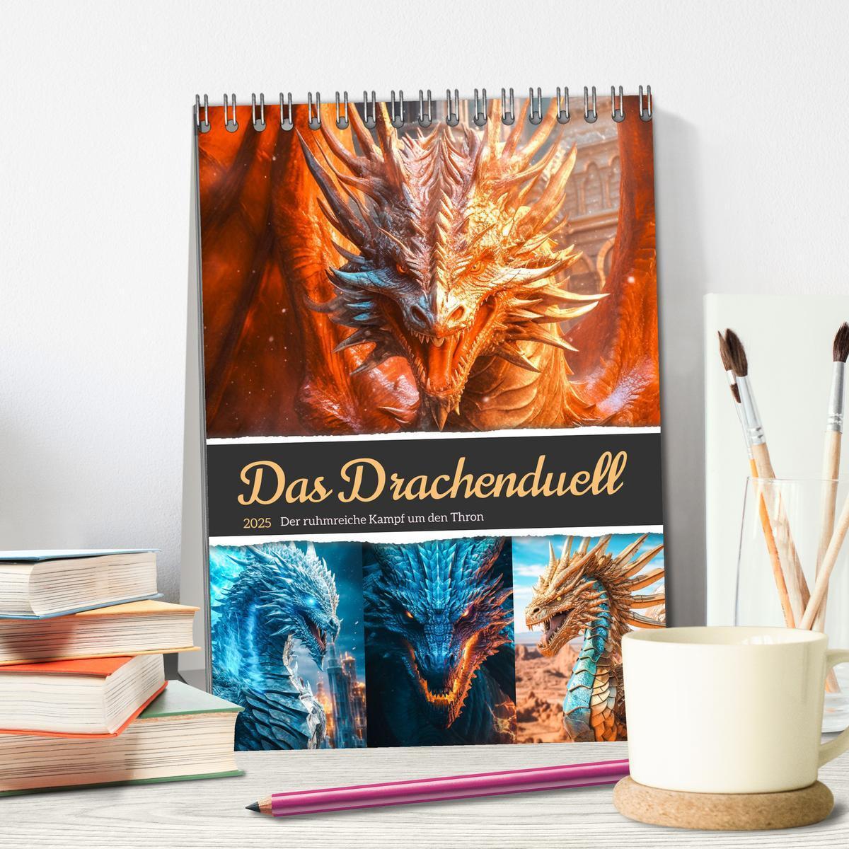 Bild: 9783435867134 | Das Drachenduell (Tischkalender 2025 DIN A5 hoch), CALVENDO...