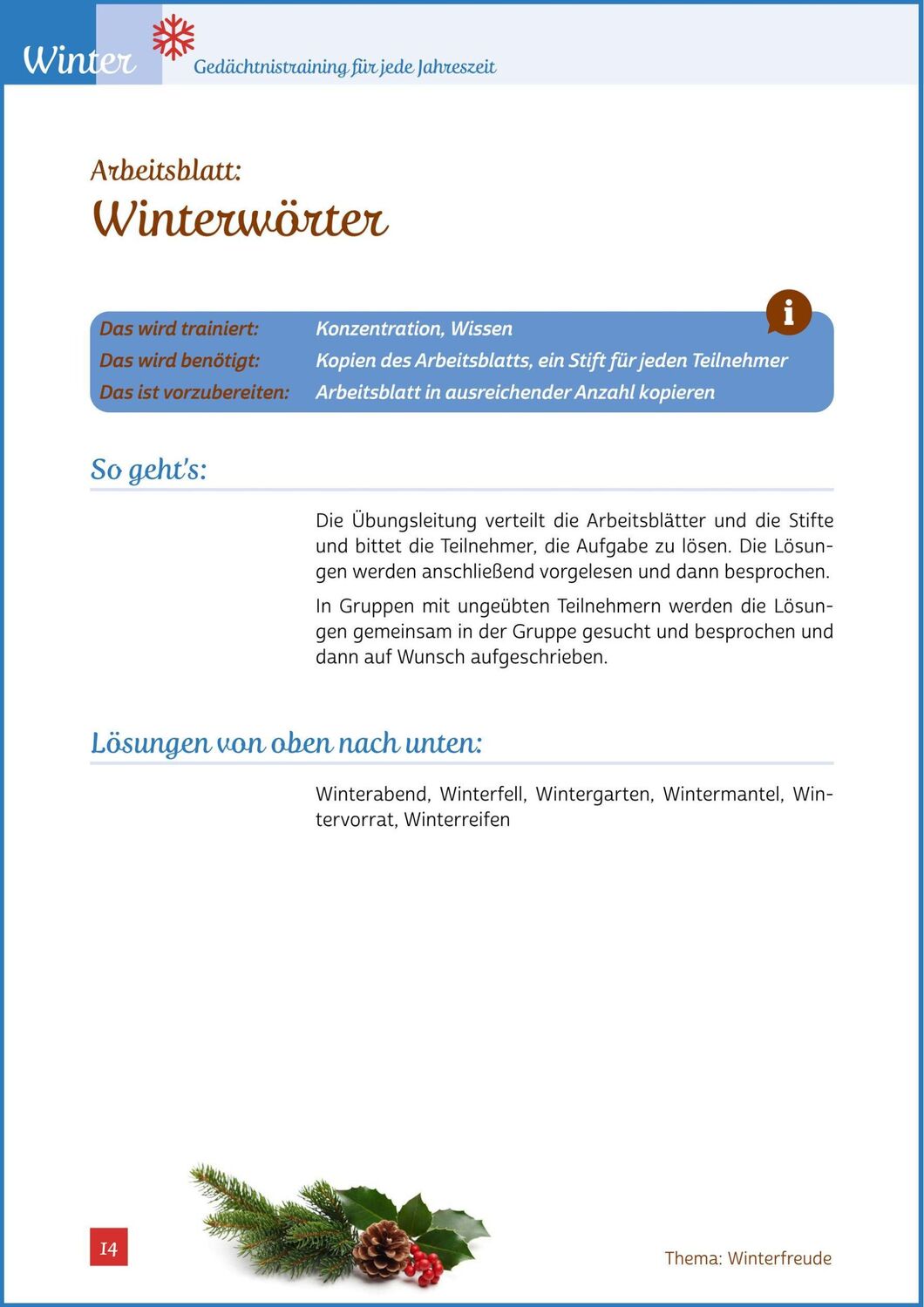 Bild: 9783944360256 | Gedächtnistraining für jede Jahreszeit - Winter | Natali Mallek | Buch