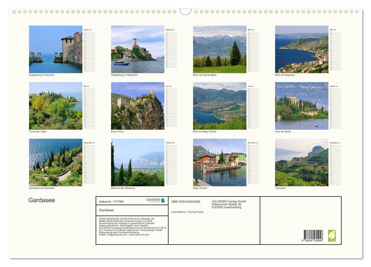 Bild: 9783435530458 | Gardasee (Wandkalender 2025 DIN A2 quer), CALVENDO Monatskalender