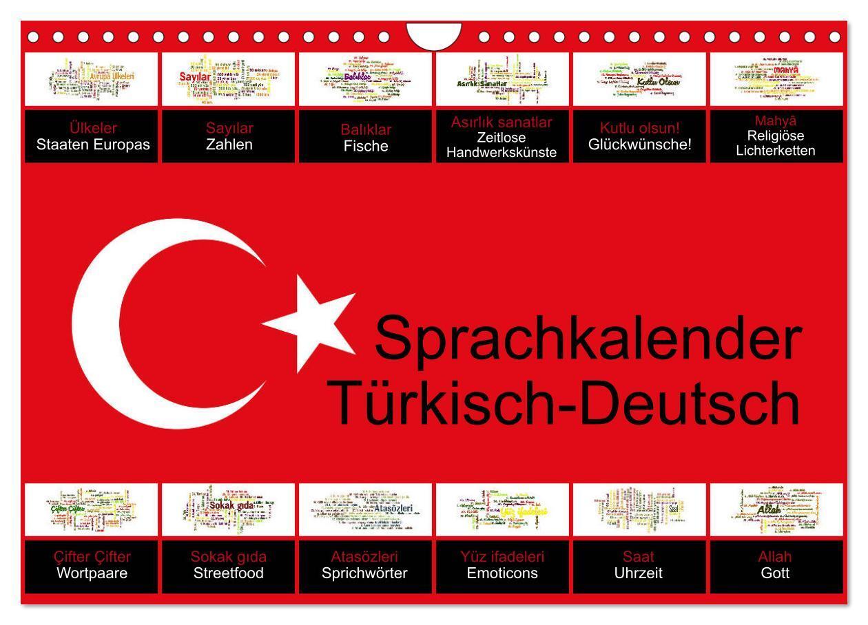 Cover: 9783435542444 | Sprachkalender Türkisch-Deutsch (Wandkalender 2025 DIN A4 quer),...