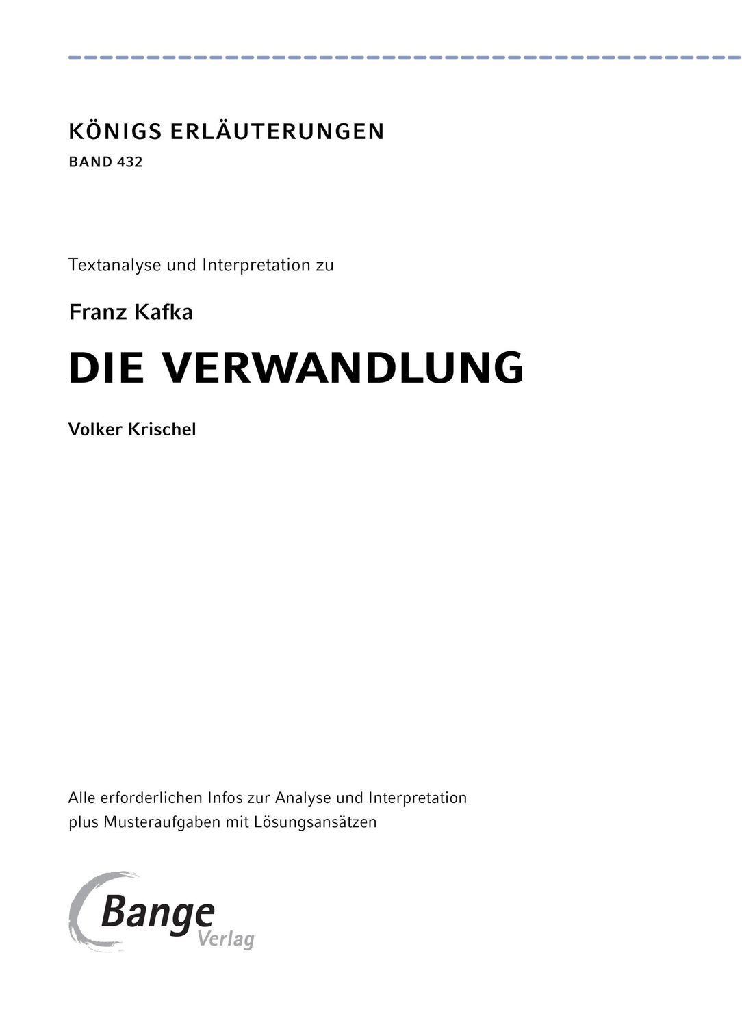 Bild: 9783804421035 | Die Verwandlung - Textanalyse und Interpretation | Franz Kafka | Buch