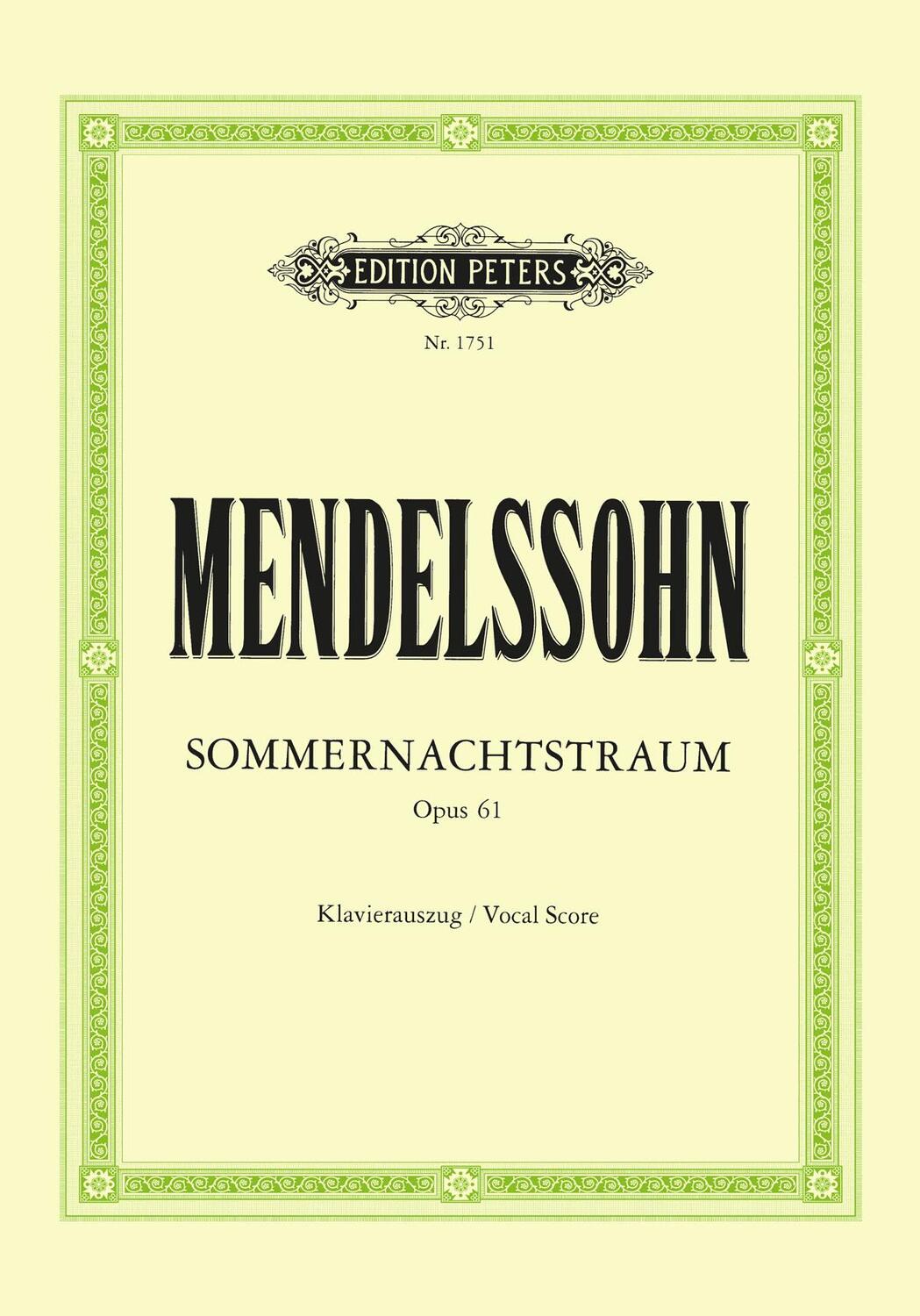 Cover: 9790014007768 | A Midsummer Night's Dream Op. 61 (Vocal Score) | Bartholdy | Buch