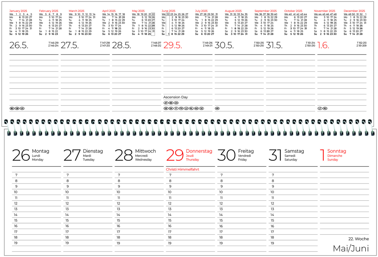 Bild: 4006928024599 | Zettler - Tischquerkalender 2025 blau, 29,6x9,9cm, Bürokalender mit...