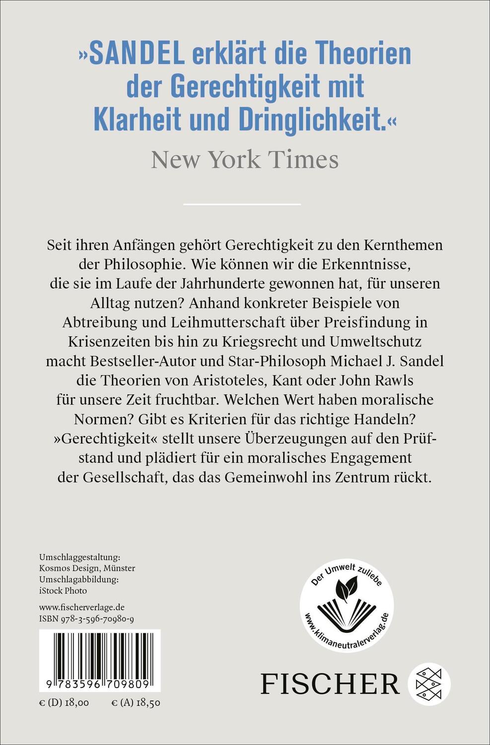 Rückseite: 9783596709809 | Gerechtigkeit | Wie wir das Richtige tun | Michael J. Sandel | Buch