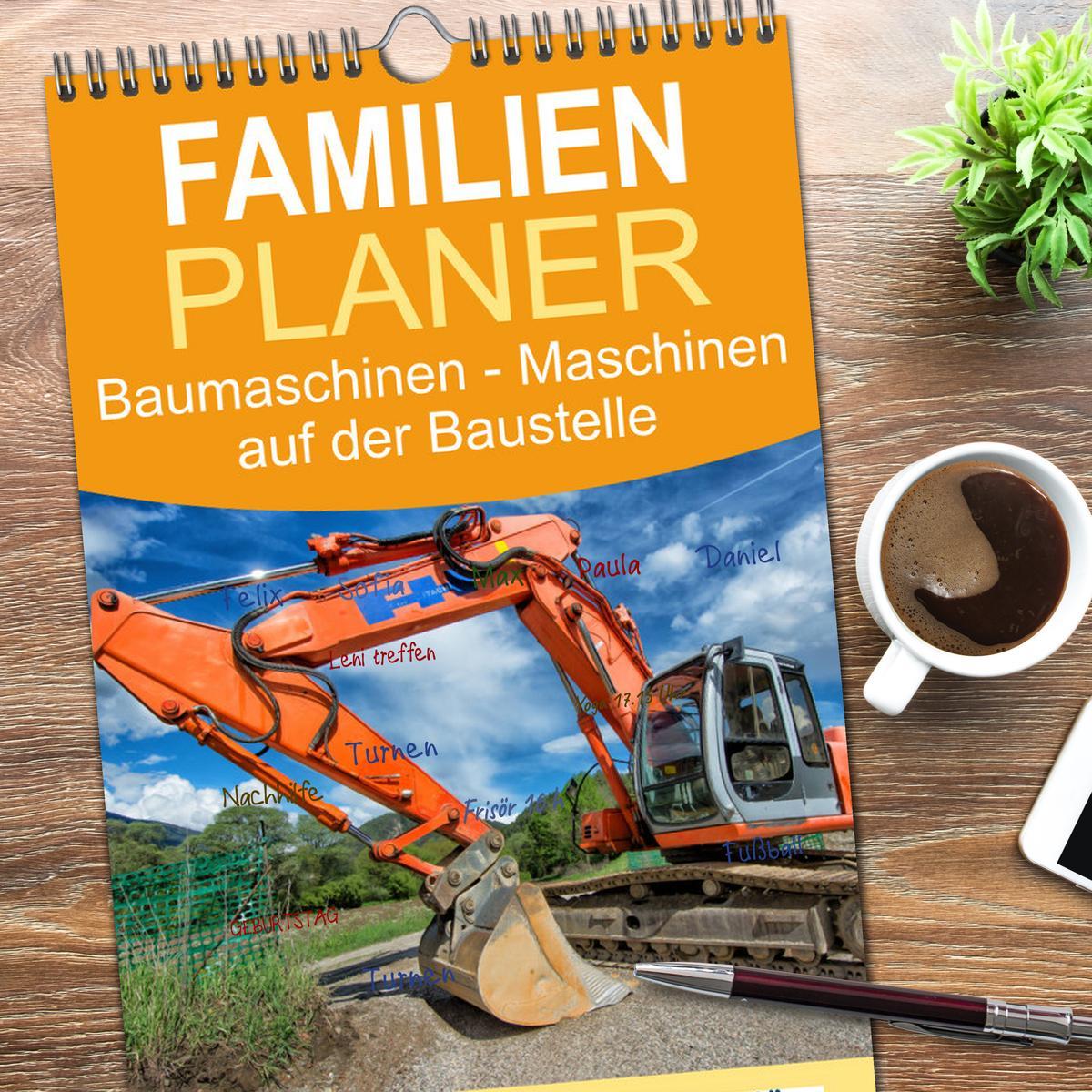 Bild: 9783457113905 | Familienplaner 2025 - Baumaschinen - Maschinen auf der Baustelle...