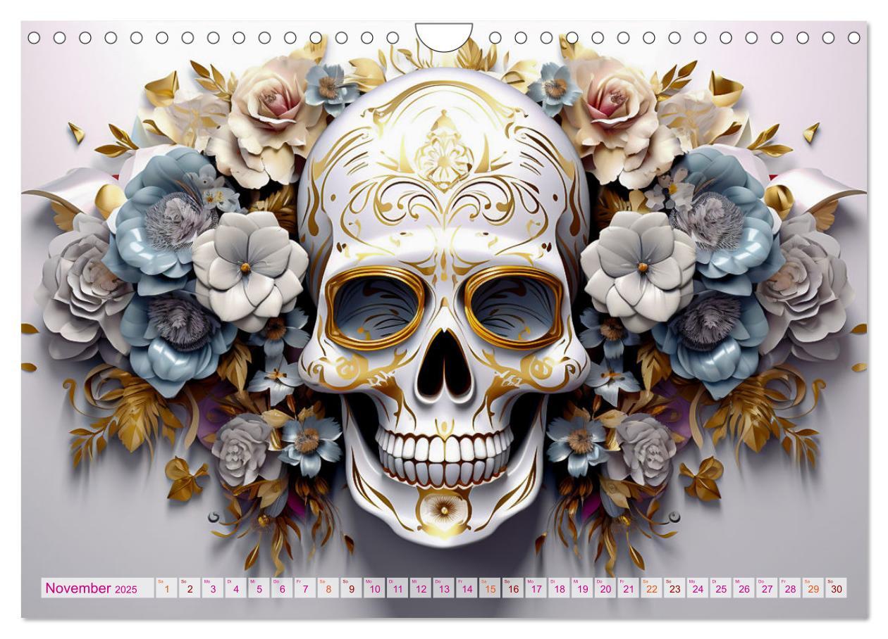 Bild: 9783383854507 | Skull Flower - Totenkopf ART (Wandkalender 2025 DIN A4 quer),...