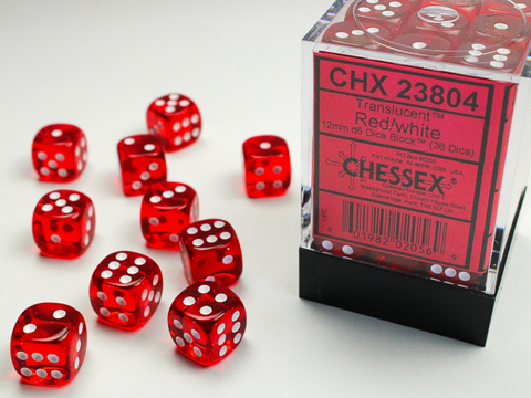 Cover: 601982020569 | Translucent 12mm d6 Red/white Dice Block™ (36 dice) | deutsch