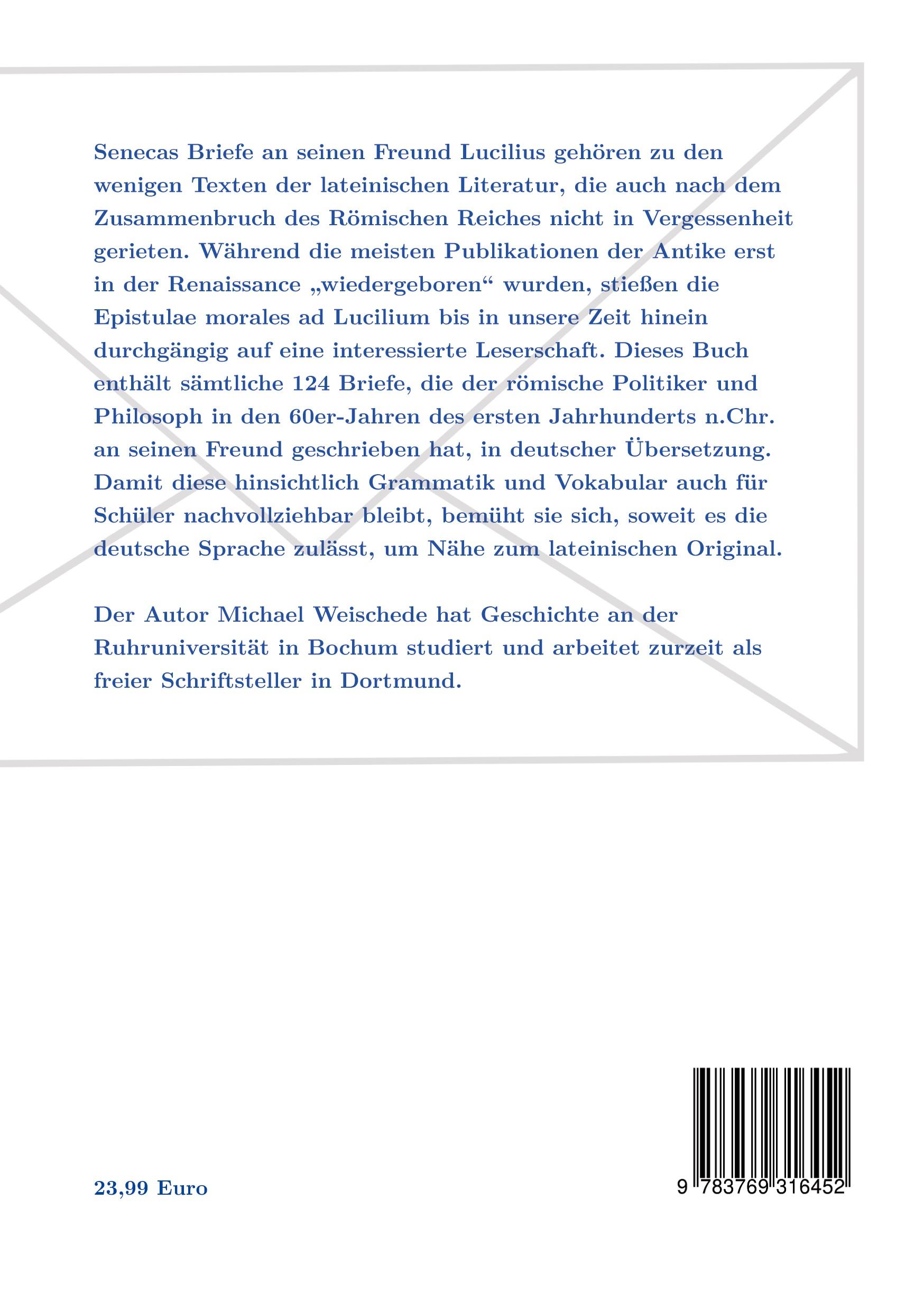 Rückseite: 9783769316452 | Seneca - Briefe an Lucilius | die Sitten betreffend | Weischede | Buch