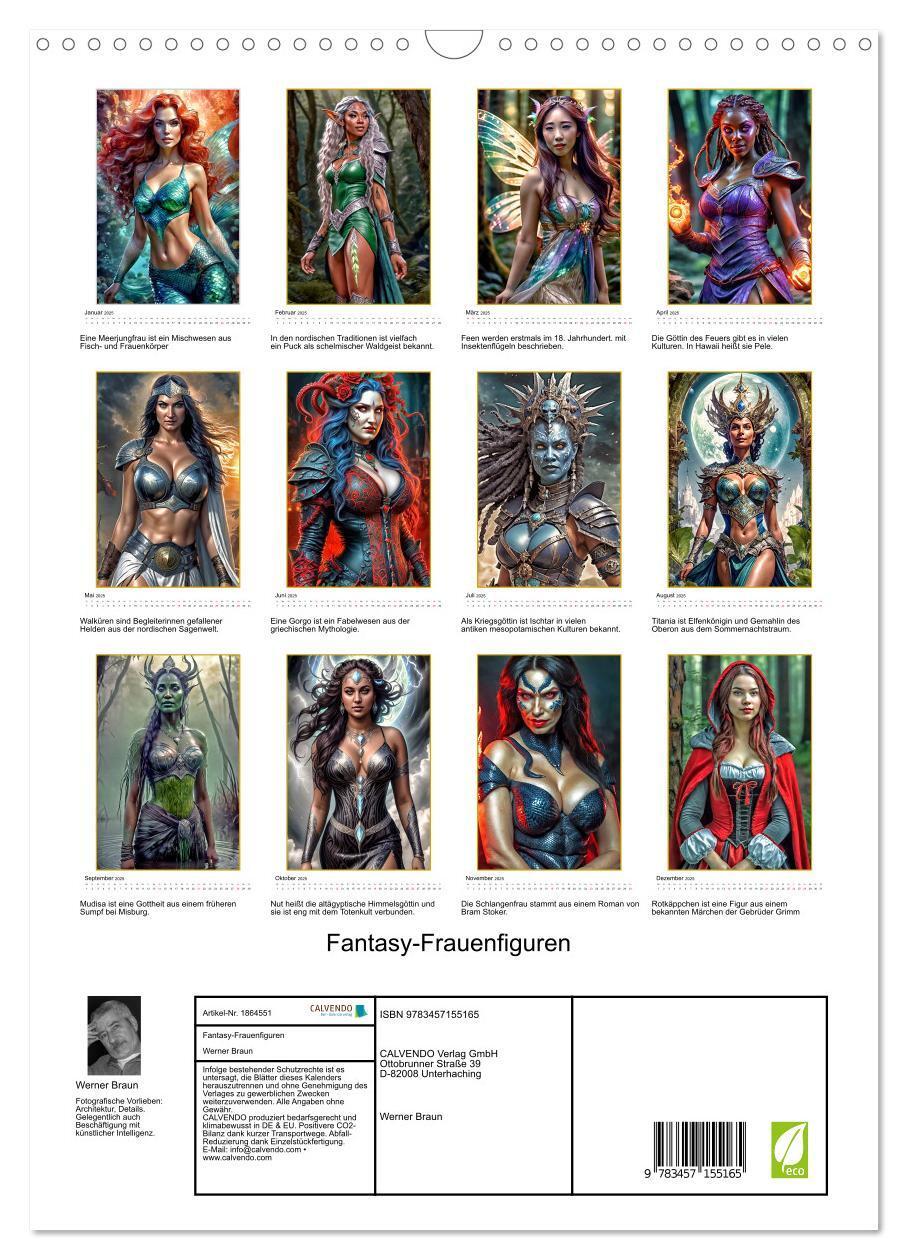 Bild: 9783457155165 | Fantasy-Frauenfiguren (Wandkalender 2025 DIN A3 hoch), CALVENDO...