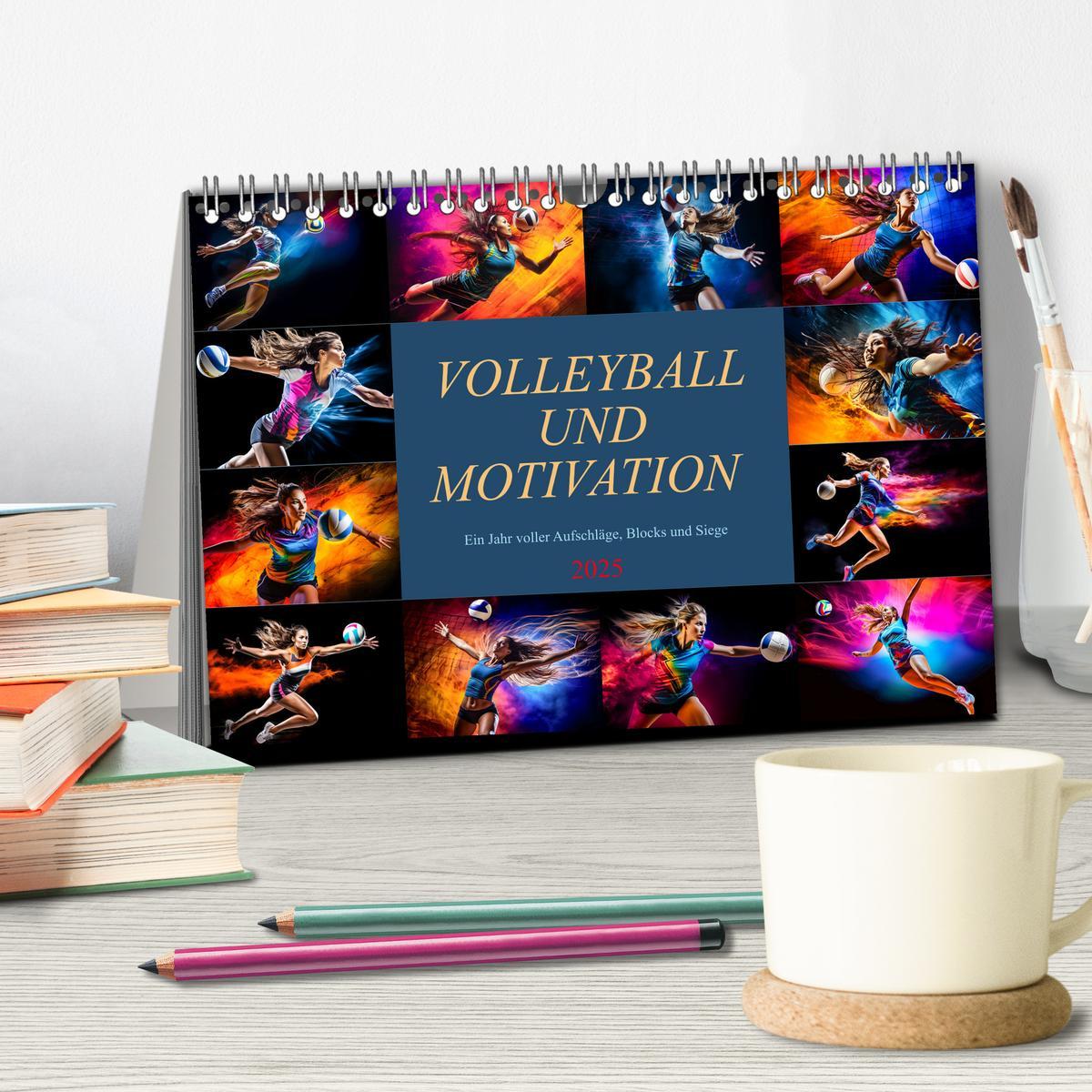 Bild: 9783383863363 | Volleyball und Motivation (Tischkalender 2025 DIN A5 quer),...