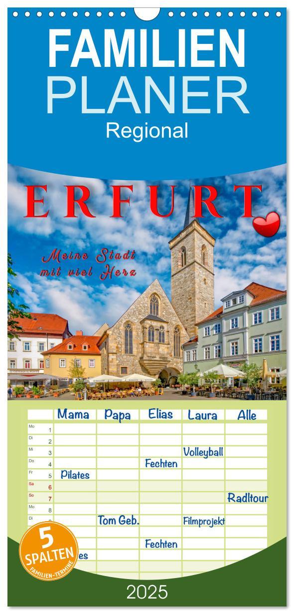 Cover: 9783457108635 | Familienplaner 2025 - Erfurt - meine Stadt mit viel Herz mit 5...