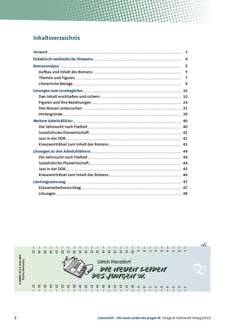 Bild: 9783963231841 | Die neuen Leiden des jungen W. - Ulrich Plenzdorf - Lehrerheft | 48 S.