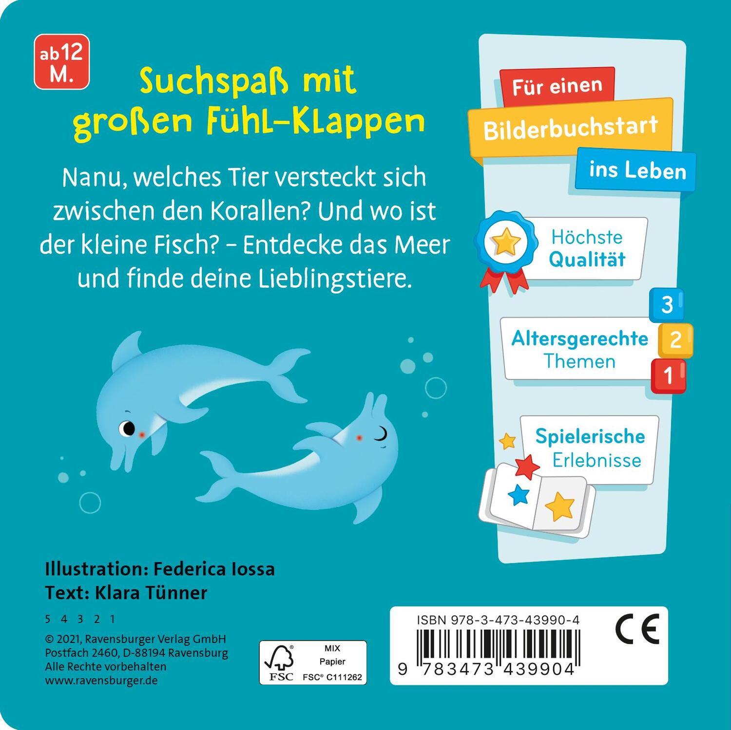 Rückseite: 9783473439904 | Wo bist du, kleiner Fisch? | Mit großen Fühlklappen | Klara Tünner